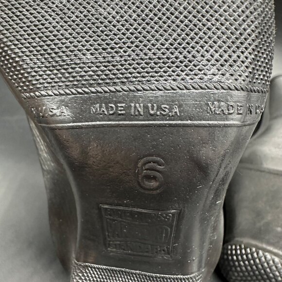 Vintage Rubber High Heel Galoshes Rain Boots 1940s Womens Size 6 USA Black - Picture 9 of 16